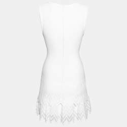 Pre Owned Alaia White Knit Tiered Square Neck Dress M