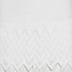 Pre Owned Alaia White Knit Tiered Square Neck Dress M