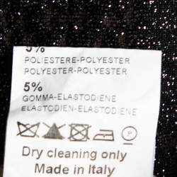 Pre Owned Alaia Dark Brown Wool Metallic Floral Embroidered Crew Neck Long Sleeve Top L