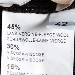 Pre Owned Alaia Dark Brown Wool Metallic Floral Embroidered Crew Neck Long Sleeve Top L