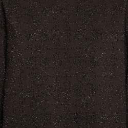 Pre Owned Alaia Dark Brown Wool Metallic Floral Embroidered Crew Neck Long Sleeve Top L