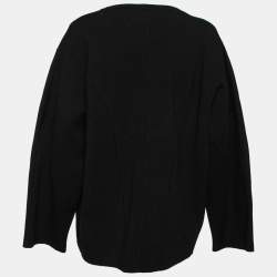 Pre Owned Alaia Black Wool Crew Neck Long Sleeve Oversized Top M