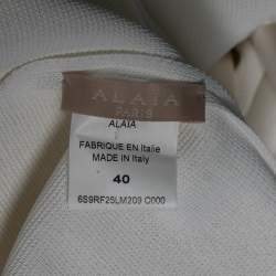 Pre Owned Alaia White Knit Crew Neck Batwing Sleeve Maxi Dress M