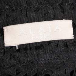 Pre Owned Alaia Black Patterned Laser Cut Cotton Shirt Dress M