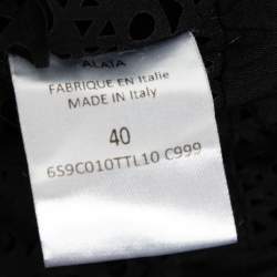 Pre Owned Alaia Black Patterned Laser Cut Cotton Shirt Dress M