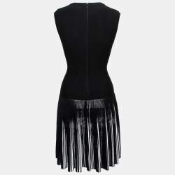 Pre Owned Alaia Black Wool Knit Sleeveless Flared Dress M