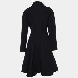 Pre Owned Alaia Black Wool Gabardine Flared Double Breasted Princess Coat L