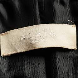 Pre Owned Alaia Black Wool Gabardine Flared Double Breasted Princess Coat L