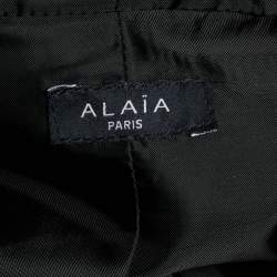 Pre Owned Alaia Brown Leather Zip Front Hooded Jacket M