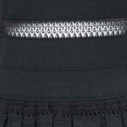 Pre Owned Alaia Black Knit & Lace Paneled Sleeveless Flared Dress M