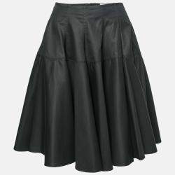 Pre Owned Alaia Black Knit & Lace Paneled Sleeveless Flared Dress M