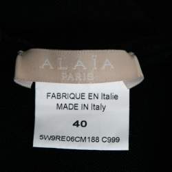 Pre Owned فستان علايا قطيفة أسود فاتح مزين طرف قصة ليزر بلا أكمام مقاس وسط - ميديوم