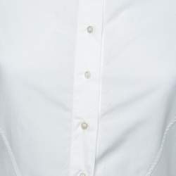 Pre Owned Alaia White Cotton Eyelet Tail Button Front Blouse M
