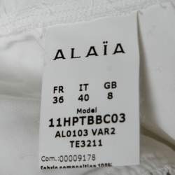 Pre Owned Alaia White Cotton Eyelet Tail Button Front Blouse M