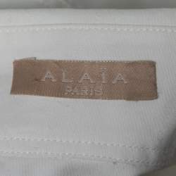 Pre Owned Alaia White Cotton Eyelet Tail Button Front Blouse M