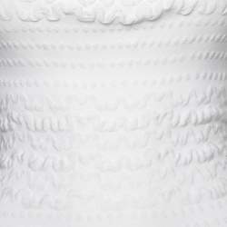 Pre Owned Alaia White Patterned Knit Sleeveless Dress M