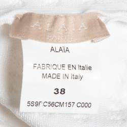 Pre Owned Alaia White Patterned Knit Sleeveless Dress M