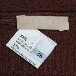 Pre Owned Alaia Burgundy Stretch-Knit Skater Mini Dress S