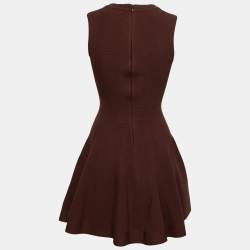 Pre Owned Alaia Burgundy Stretch-Knit Skater Mini Dress S