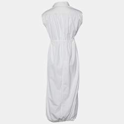 Pre Owned Alaia White Cotton Waist Tie Detail Maxi Dress L