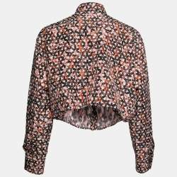 Pre Owned Alaia Multicolor Printed Silk Cropped Shirt M