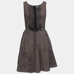 Pre Owned Alaia Black Patterned Cotton Sleeveless Fit & Flare Dress M