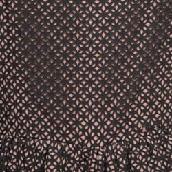 Pre Owned Alaia Black Patterned Cotton Sleeveless Fit & Flare Dress M