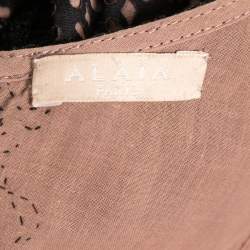 Pre Owned Alaia Black Patterned Cotton Sleeveless Fit & Flare Dress M