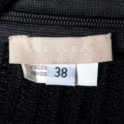 Alaia Black Crochet Knit Elasticized Waist Top M