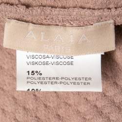 Alaia Nude Pink Jacquard Stretch Knit Cardigan L