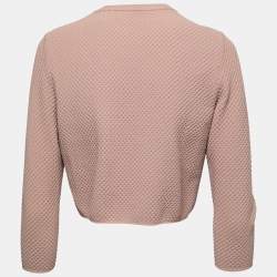 Alaia Nude Pink Jacquard Stretch Knit Cardigan L
