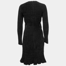 Alaia Black Textured Knit Flared Dress L