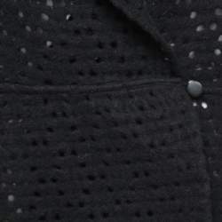 Alaia Black Perforated Wool Sleeveless Flared Vest Coat L