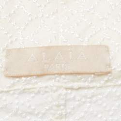 Alaia Cream Embroidered Crepe Drawstring Kimono Jacket M