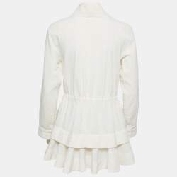 Alaia Cream Embroidered Crepe Drawstring Kimono Jacket M