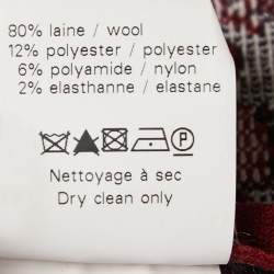 Pre Owned Alaia Maroon Jacquard Wool Knit Scalloped Hem Dress S