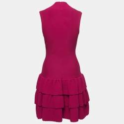 Pre Owned Alaia Purple Knit Scalloped Sleeveless Midi Dress S