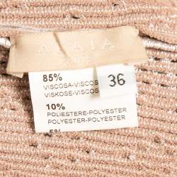 Pre Owned Alaia Pink Perforated Knit Flared Short Skirt S