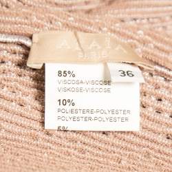 Pre Owned Alaia Pink Perforated Knit Flared Short Skirt S