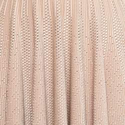 Pre Owned Alaia Pink Perforated Knit Flared Short Skirt S
