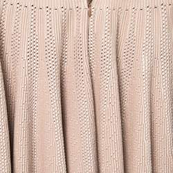 Pre Owned Alaia Pink Perforated Knit Flared Short Skirt S
