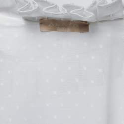 Alaia White Dotted Cotton Long Sleeve Ruffled Mini Dress M