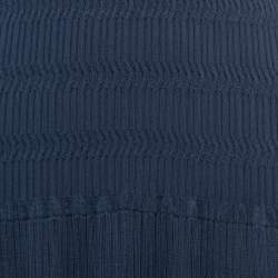 Pre Owned Alaia Navy Blue Patterned Knit Sleeveless Maxi Dress L