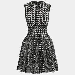 Alaia Black Patterned Wool Blend Sleeveless Short Dress M