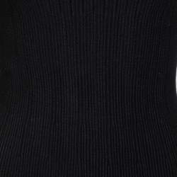 Pre Owned Alaia Black Wool Knit Tulle Detail Sleeveless Midi Dress M