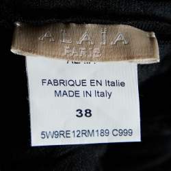 Pre Owned Alaia Black Wool Knit Tulle Detail Sleeveless Midi Dress M