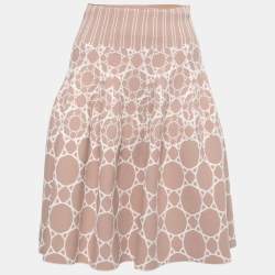 Alaia Pink Jacquard Knit Flare Skirt M