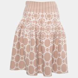 Alaia Pink Jacquard Knit Flare Skirt M