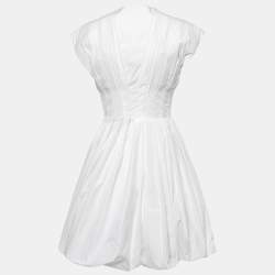 Pre Owned Alaia White Cotton Pleated Corset Mini Dress M