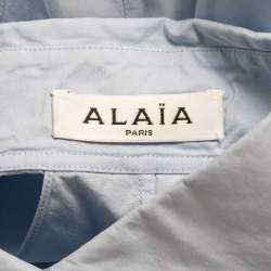 Alaia Blue Cotton Cutout Back Detail Shirt Dress M